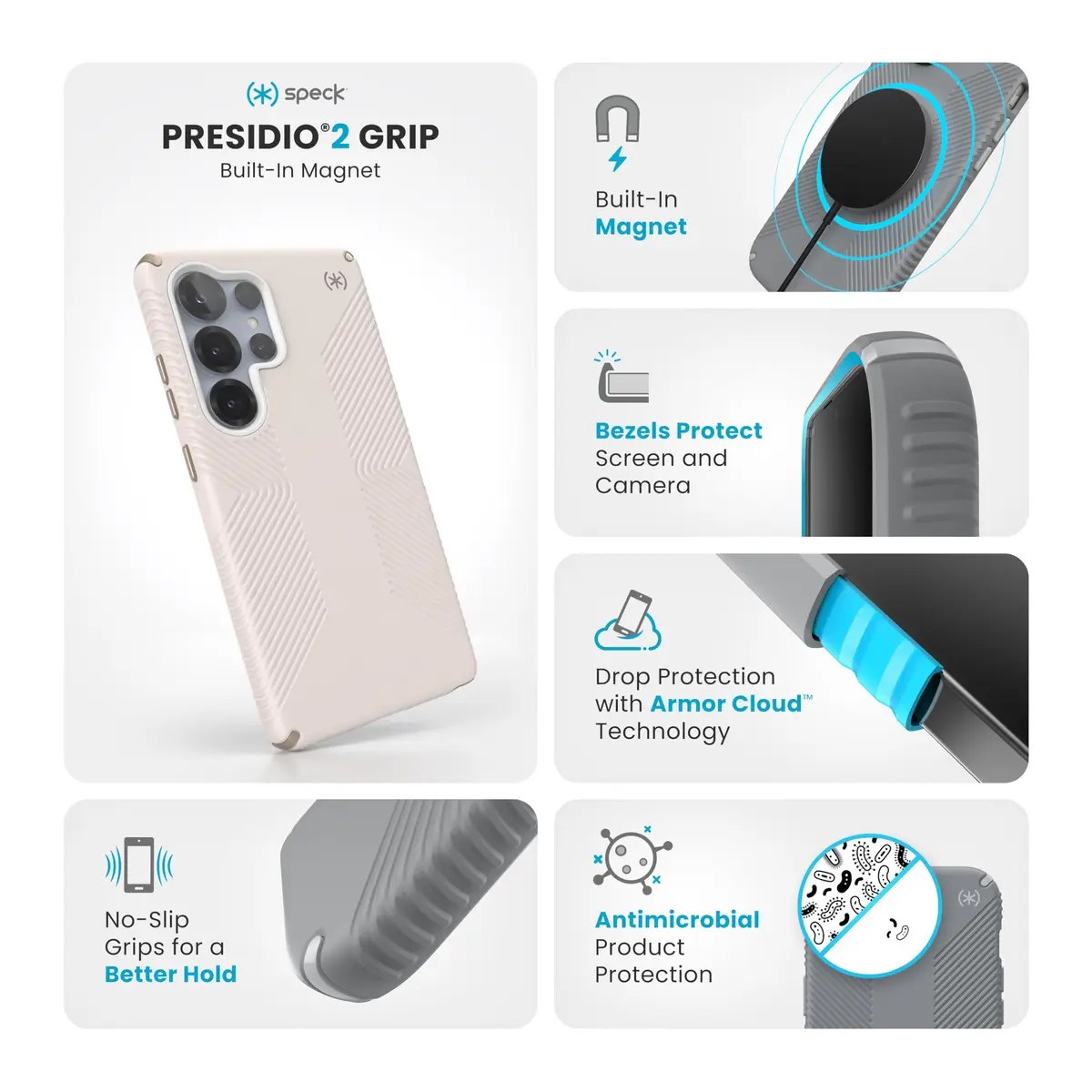 Speck Galaxy S25 Ultra Case - Magnet Case, 13-Foot Drop, No-Slip Grips, Magsafe, Raised Bezel, Presidio 2 Grip - view 2