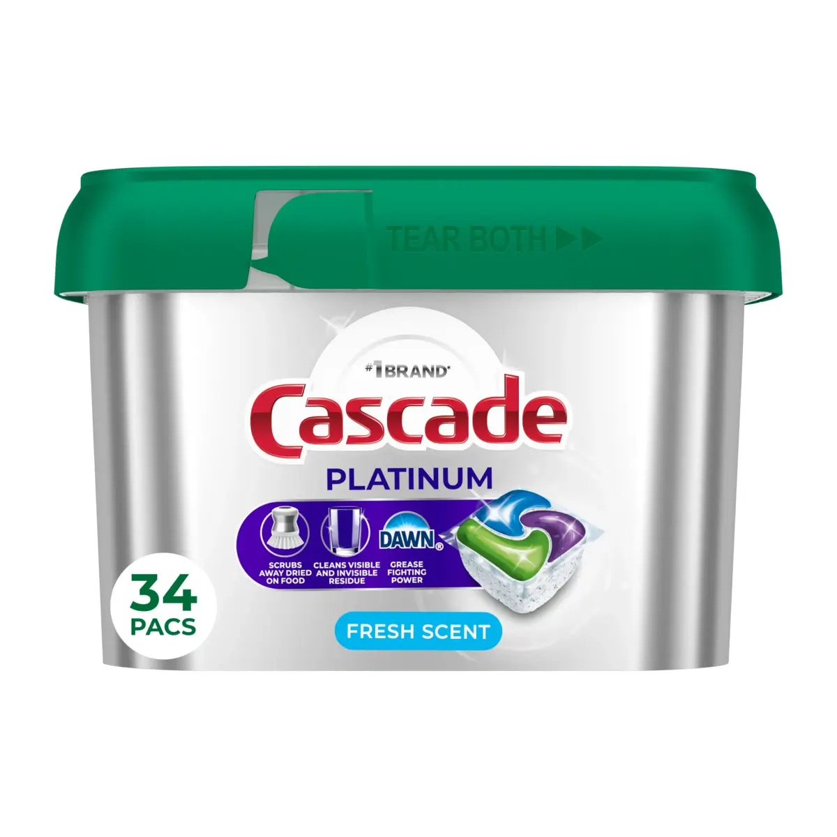 Cascade Platinum Dishwasher Pods Fresh Scent 34 Count (1.35 lb) | Cleans Burnt-On Messes Without Pre-Wash - main product image