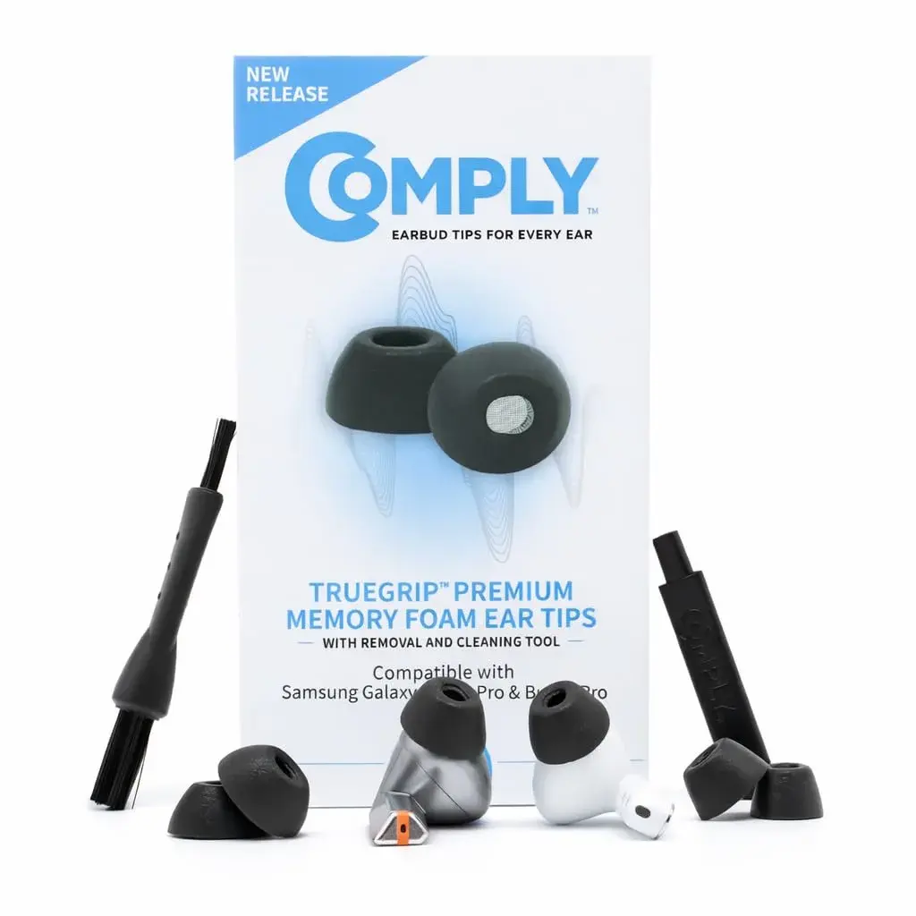 Comply TrueGrip Premium Memory Foam Replacement Ear Tips, Black (Large, 6 Pairs) | Enhanced Noise Isolation for Samsung Galaxy Buds - main product image