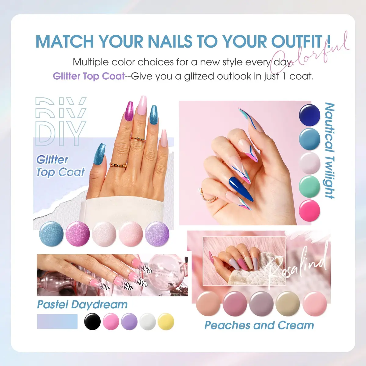 ROSALIND Gel Nail Polish Set 42 pcs | 38 Colors All Seasons, Long-Lasting, Safe for Nails - view 5