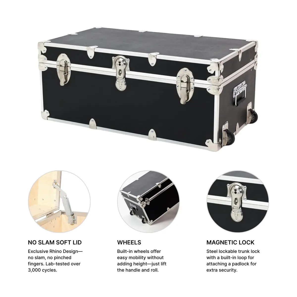 Rhino Trunk & Case Small Essential Trunk with Wheels | Dorm & Camp Storage, 30"x17"x13" - view 4