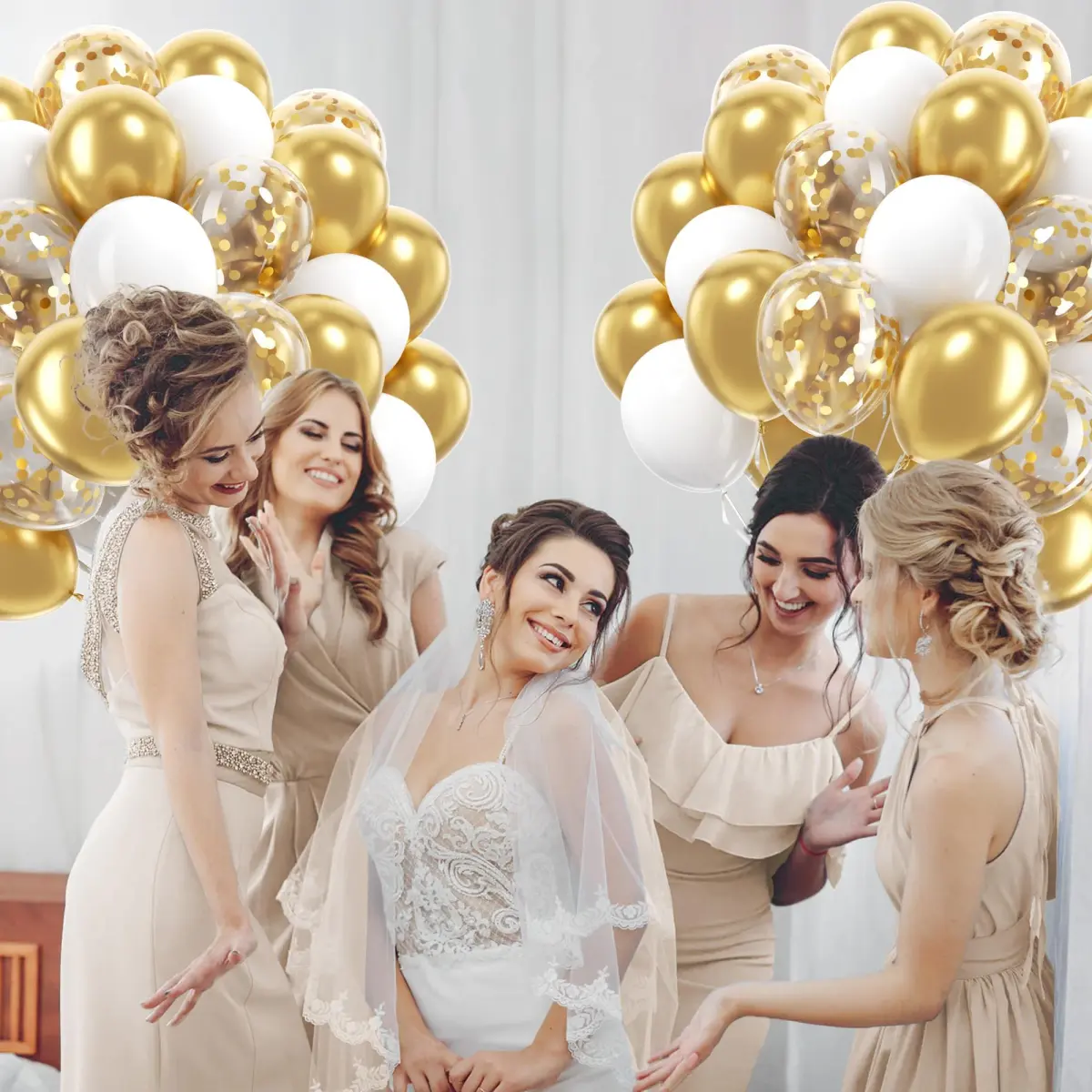 awenztech Gold and White Balloons 12inch (30.48cm) | 60pcs Assorted Colors Party Pack - view 6