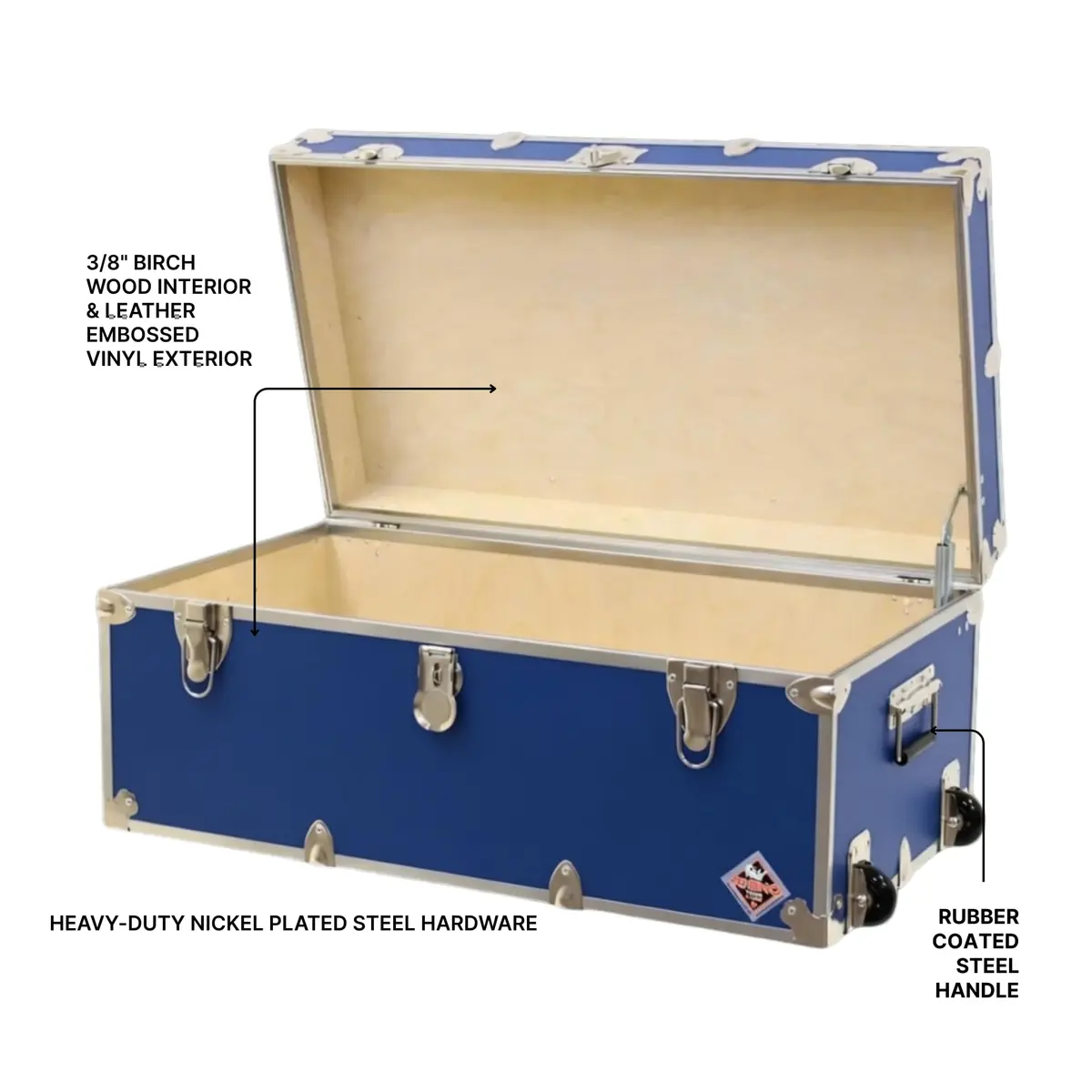 Rhino Small Essential Trunk with Wheels | Heavy-Duty Dorm & Camp Storage (30"x17"x13") - view 3