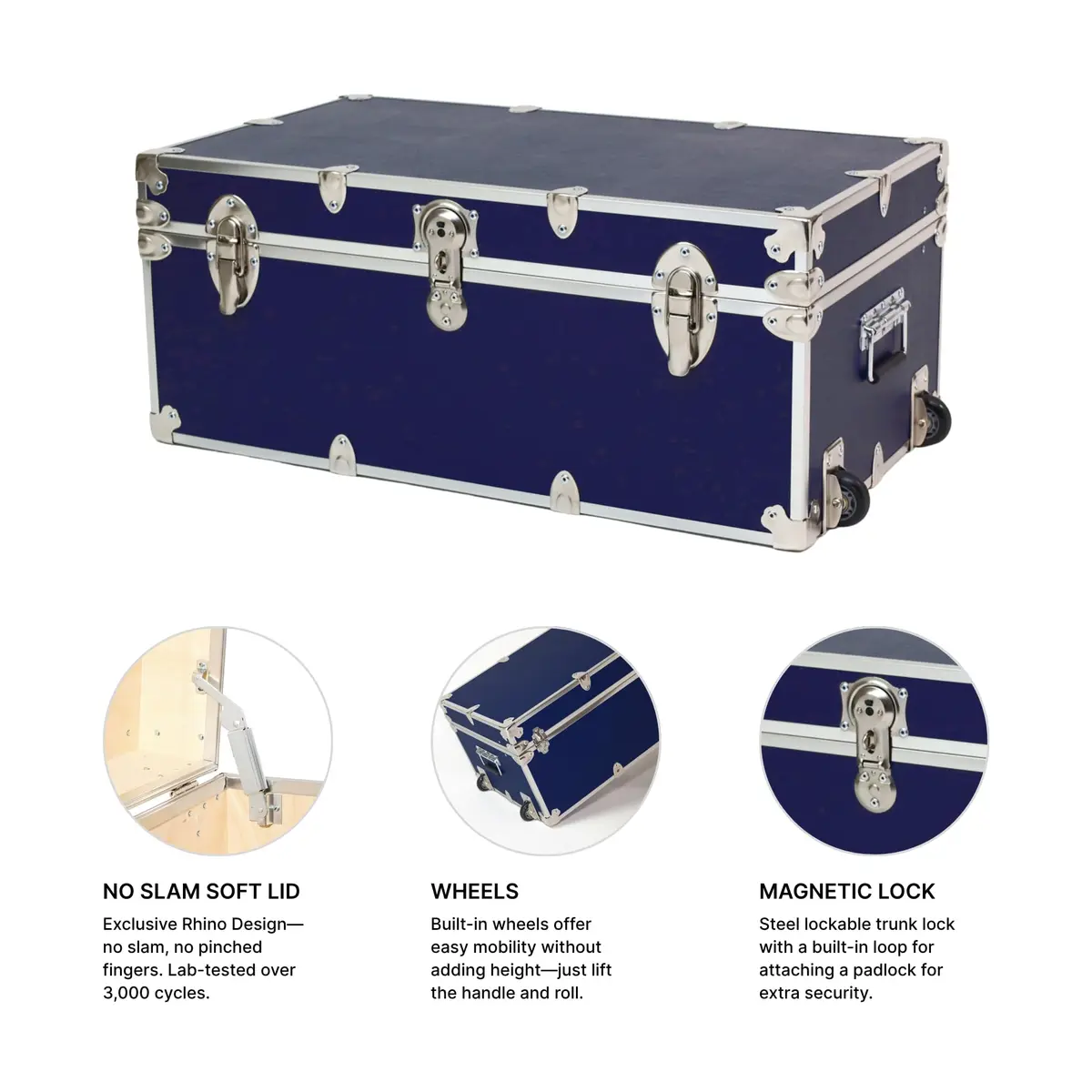 Rhino Trunk & Case Small Essential Storage Trunk 30" x 17" x 13" | Heavy Duty Dorm & Camp Storage - view 4