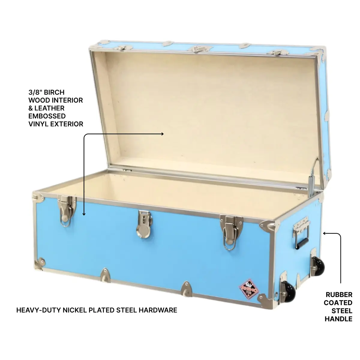 Rhino Trunk & Case Small Essential Trunk with Wheels | Dorm & Camp Storage, 30"x17"x13" - view 3