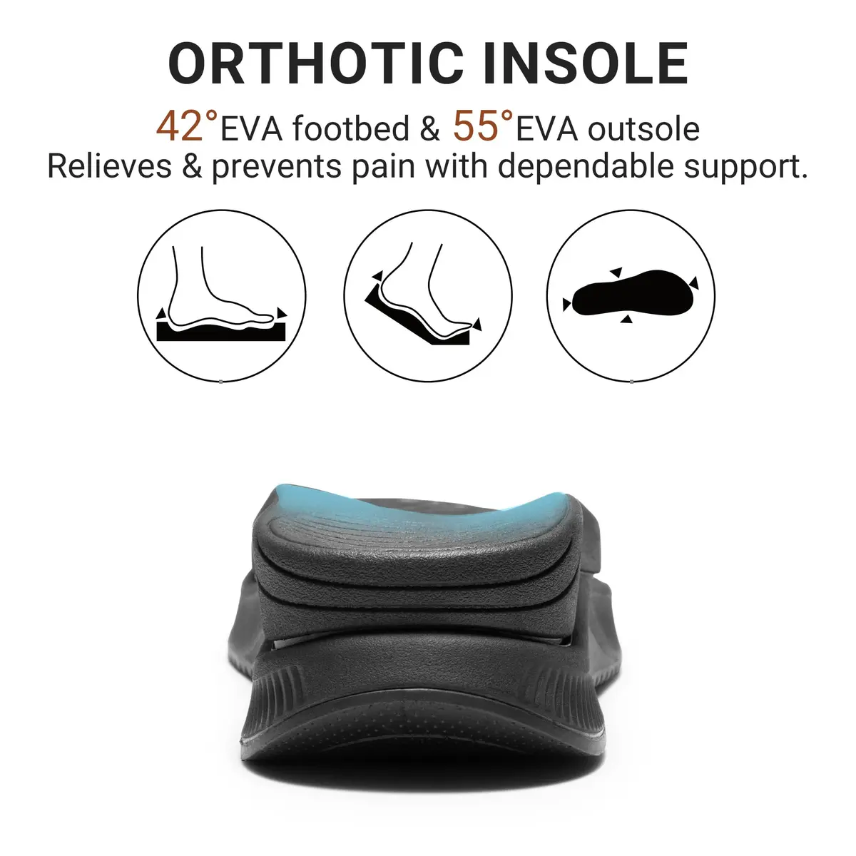 DREAM PAIRS Women's Walking Sandals Arch Support Orthopedic Recovery Hiking Sandals Thick Athletic Cushion Adjustable Strap for Plantar Fasciitis, Size 9 (US), All Black | 4.6 cm (1.8 in) Platform Heel - view 4