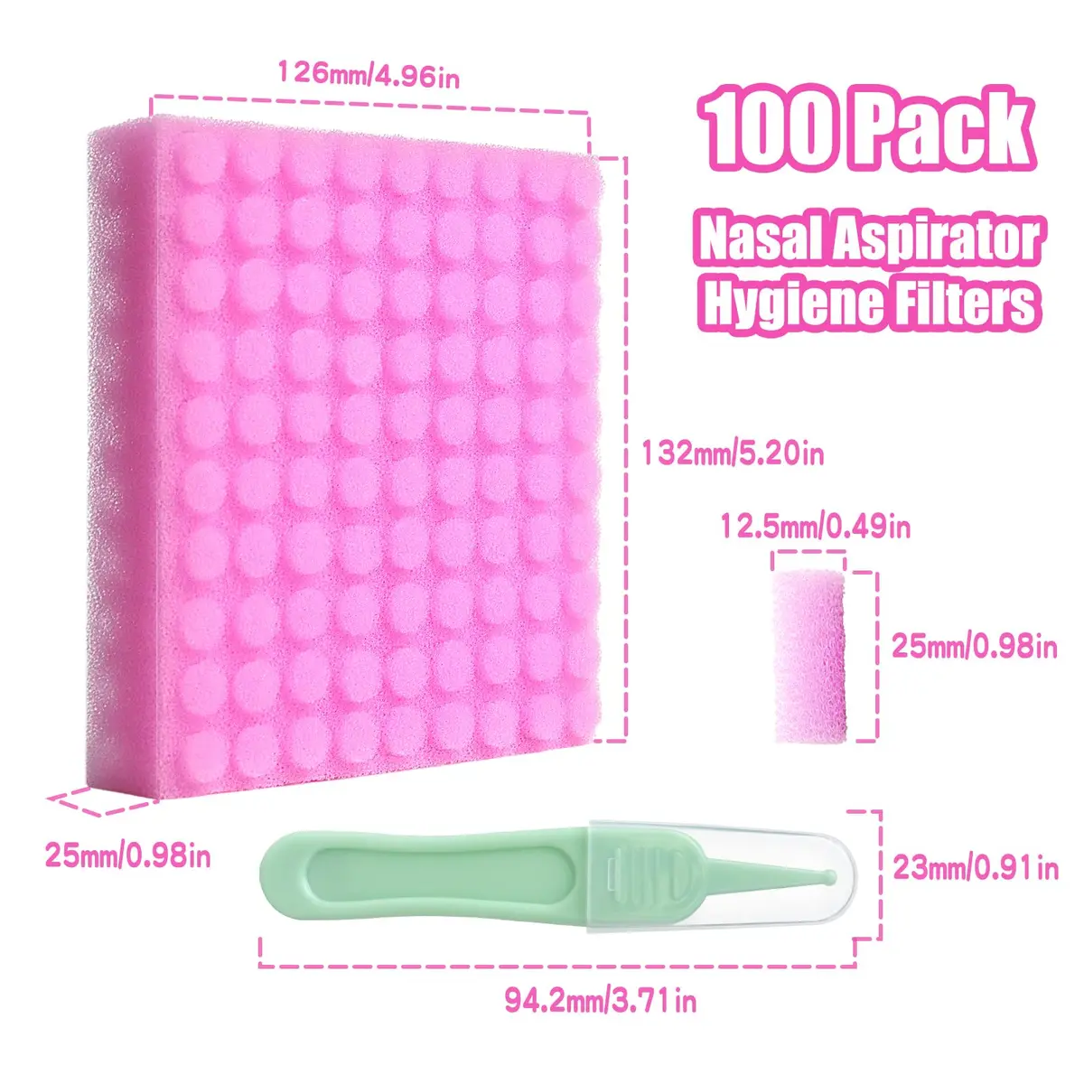 Qunlions life Replacement for Nosefrida Nasal Aspirator Filters | 100-Pack Hygiene Sponges for Baby Nose Cleaning - view 2