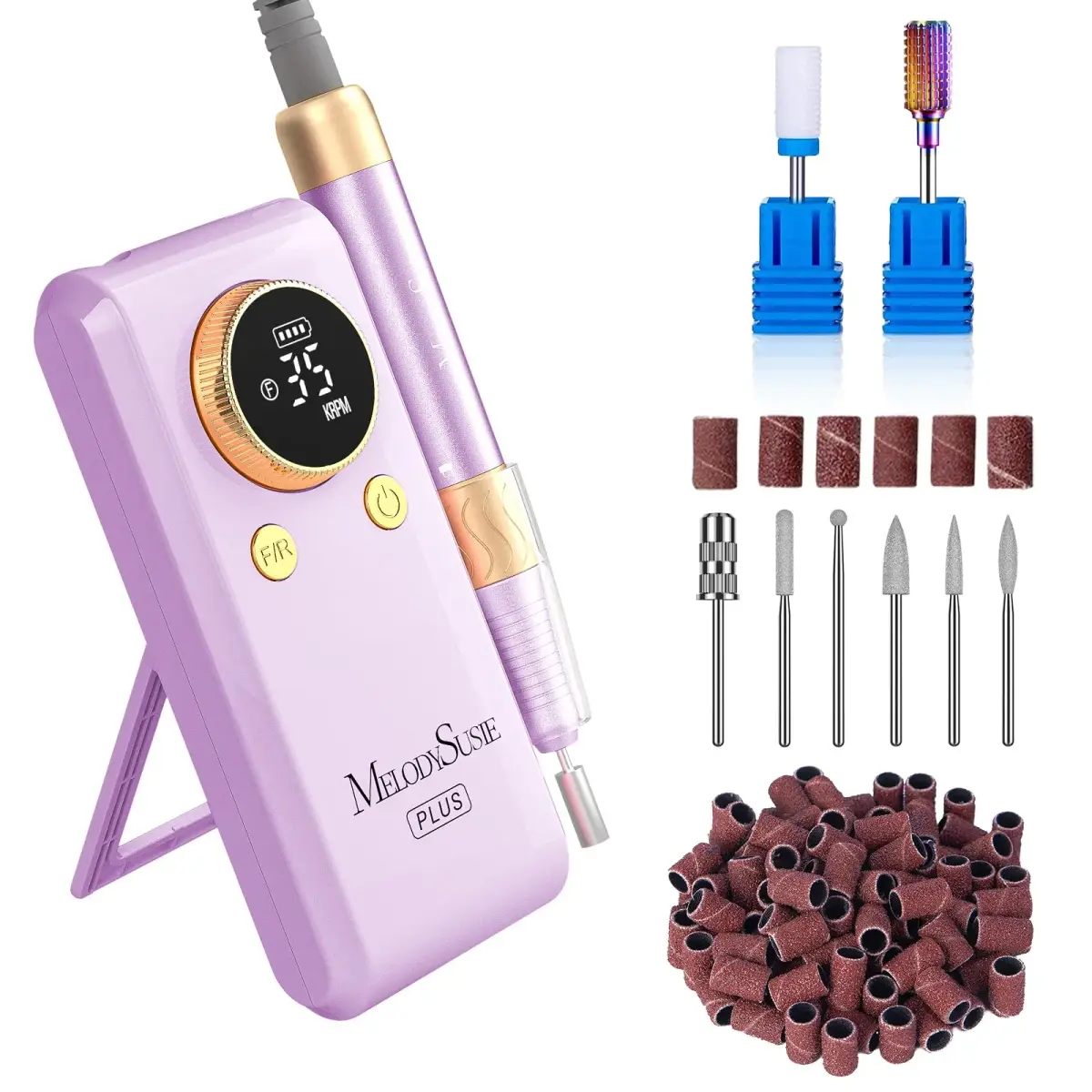MelodySusie SM330G 35000RPM Rechargeable Nail Drill with Adjustable Stand | Professional E-File for Manicure Shaping & Gel Removal - main product image