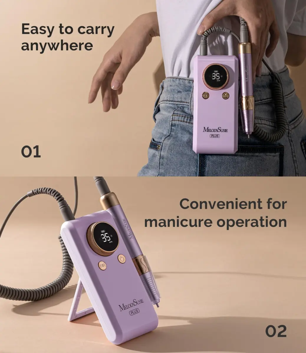 MelodySusie SM330G 35000RPM Rechargeable Nail Drill with Adjustable Stand | Professional E-File for Manicure Shaping & Gel Removal - view 2