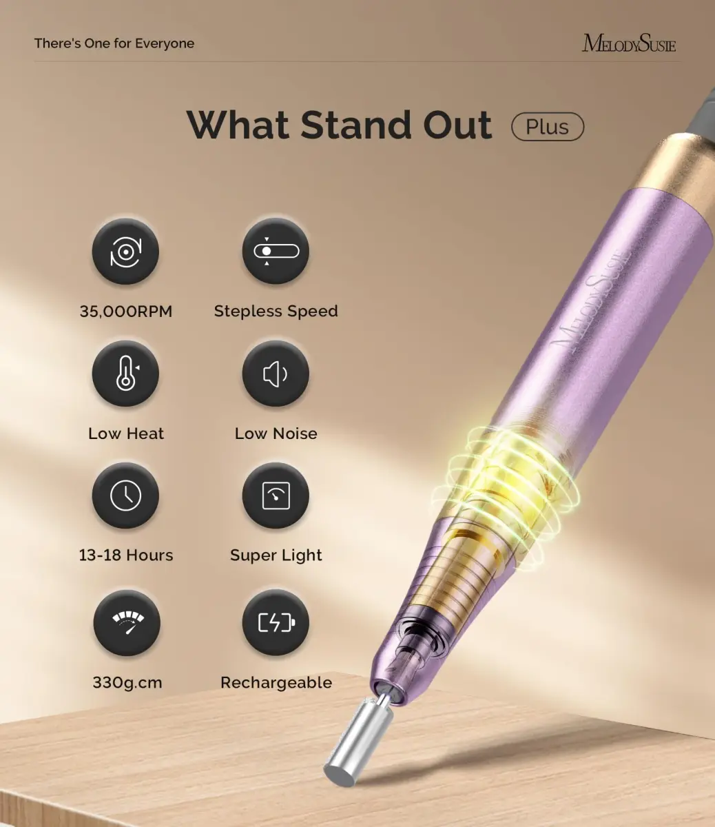 MelodySusie SM330G 35000RPM Rechargeable Nail Drill with Adjustable Stand | Professional E-File for Manicure Shaping & Gel Removal - view 4