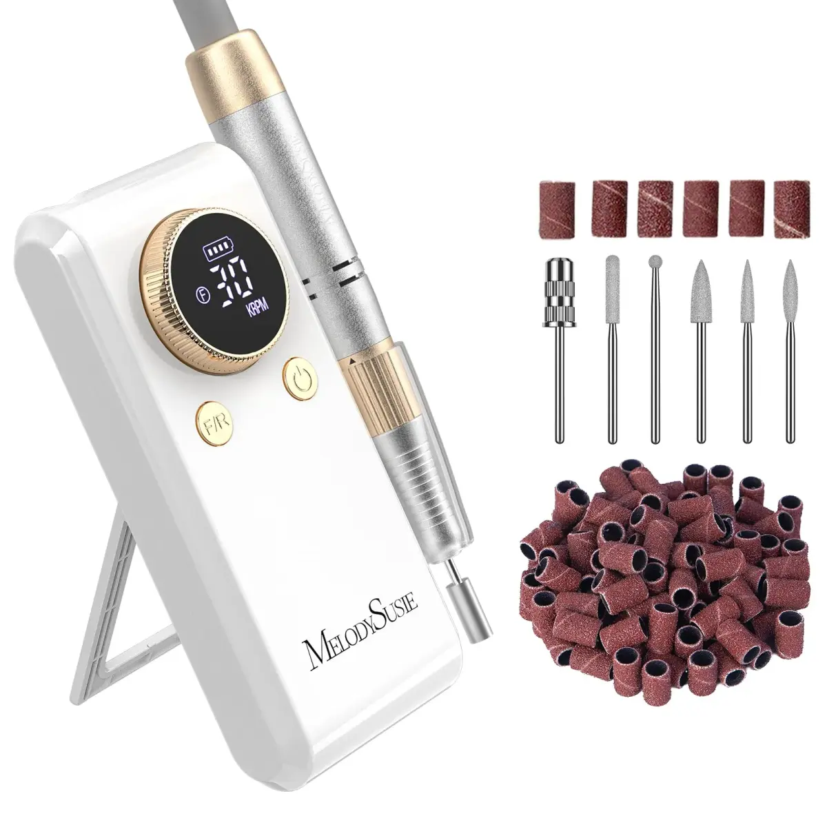 MelodySusie SC330G 30000 RPM Nail Drill with Built-in Stand | Cordless E-file for Beginners - main product image