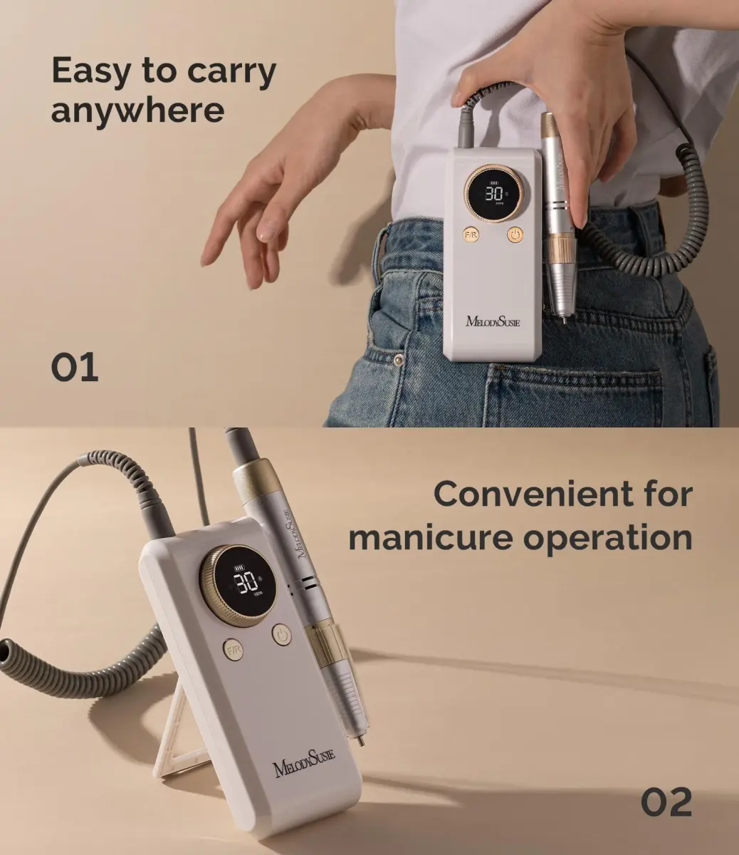 MelodySusie SC330G 30000 RPM Nail Drill with Built-in Stand | Cordless E-file for Beginners - view 2