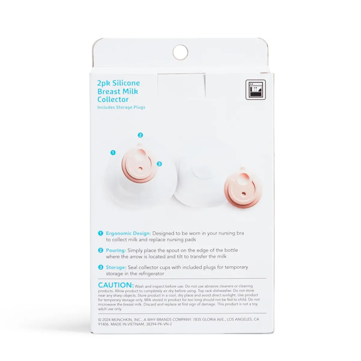 Munchkin Silicone Breast Milk Collector Cups with Storage Plugs, 45ml (1.5 Fl Oz Each) | BPA-Free Food-Grade Silicone - view 8