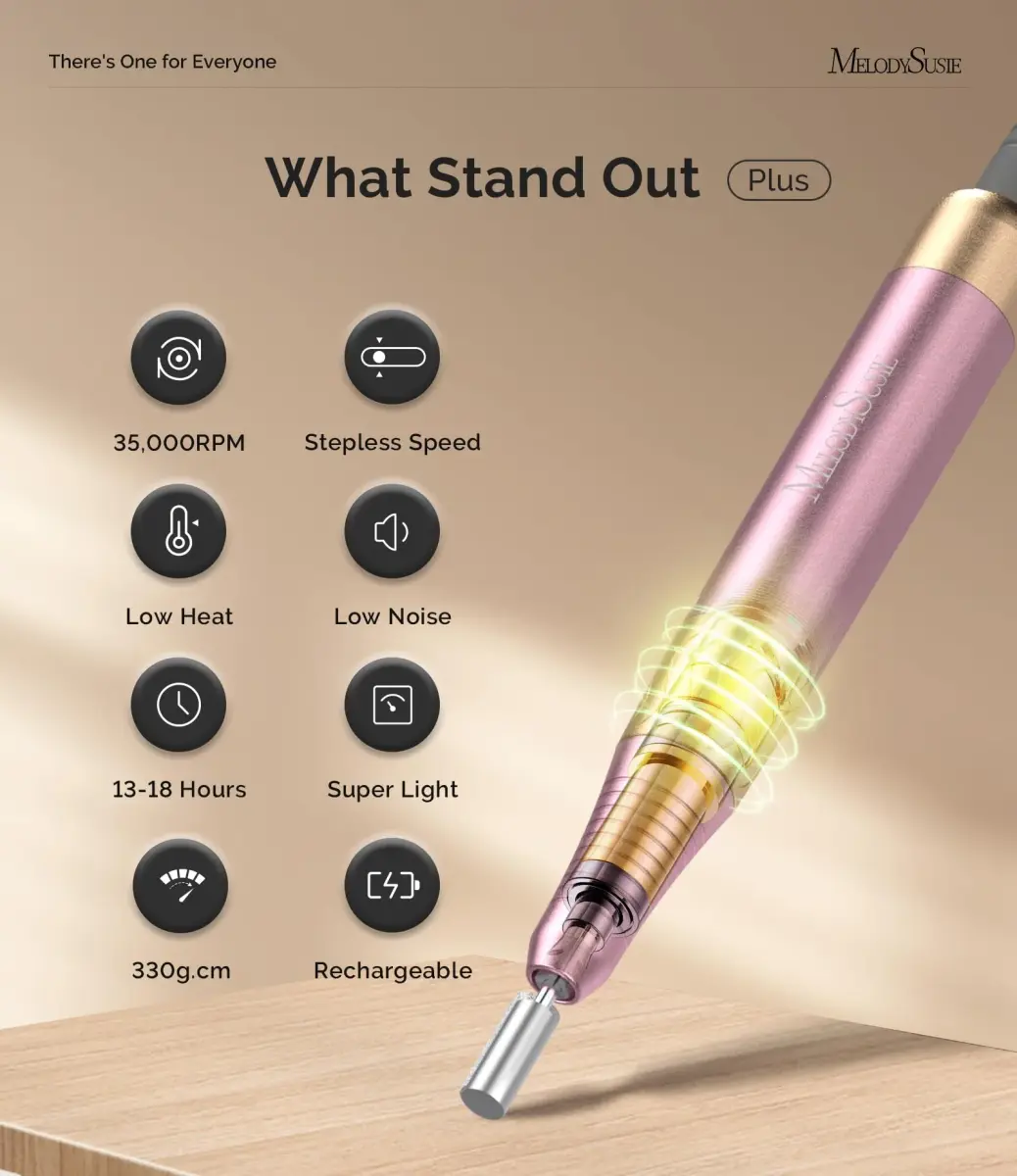 MelodySusie SM330G Rechargeable Nail Drill 35000RPM with Adjustable Stand & Lightweight Handpiece | Coreless Motor, 13-18 Hr Runtime - view 4