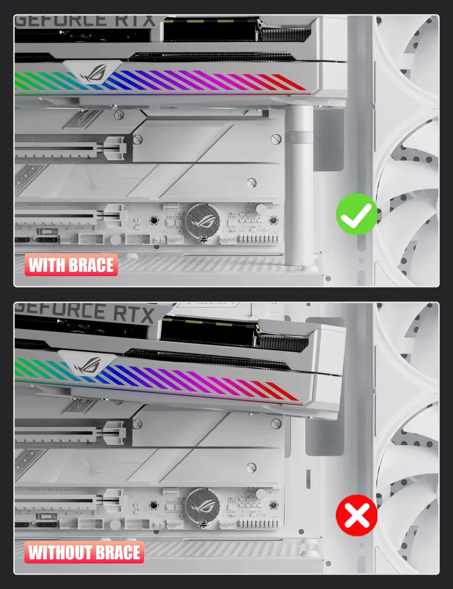 upHere GPU Support Bracket, White, 70-120mm | Aluminum Video Card Sag Holder for NVIDIA AMD - view 3