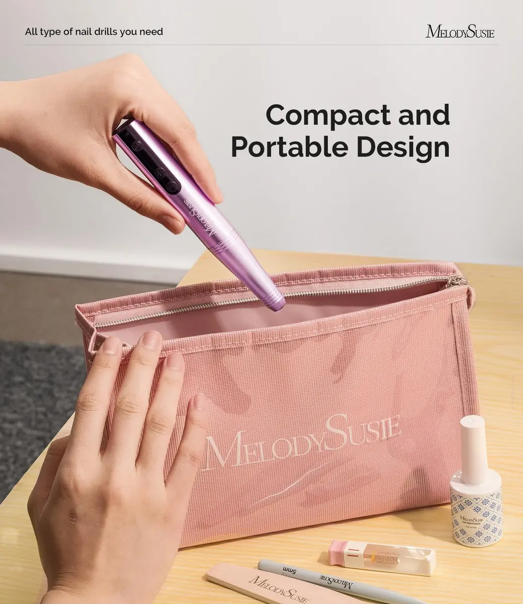 MelodySusie PC180F Cordless Nail Drill 25000RPM Rose Gold | Professional Electric File for All Nail Care - view 3