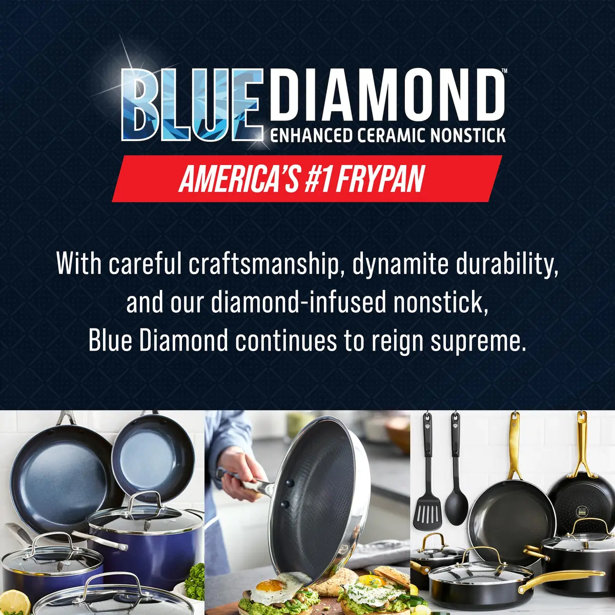 Blue Diamond Hybrid 10" Stainless Steel Nonstick Frying Pan | Diamond Bond Technology, Induction & All Cooktop Ready - view 4