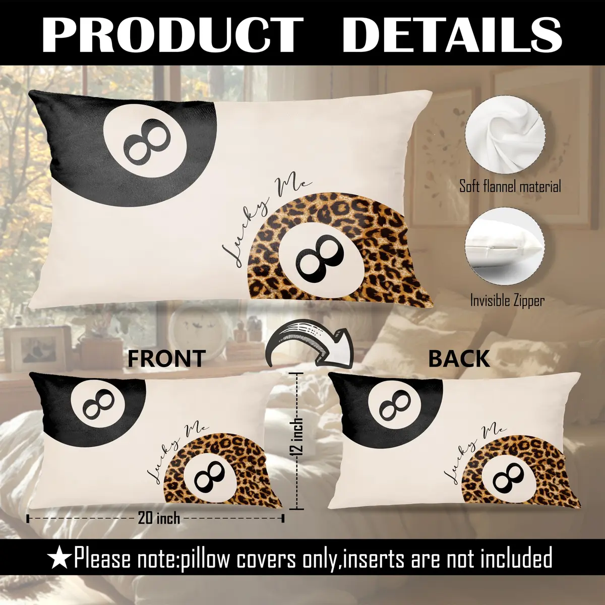 FITIE Leopard Cheetah Throw Pillow Covers 12x20 | Trendy Animal Print Decor for Girls Room & Dorm - view 7