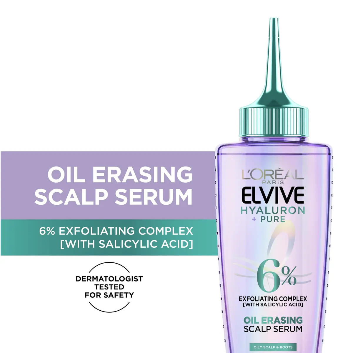 L'Oreal Paris Elvive Hyaluron + Pure Oil Erasing Scalp Serum 3.45 Fl Oz | Hydrates & Purifies for Oily Hair - view 2