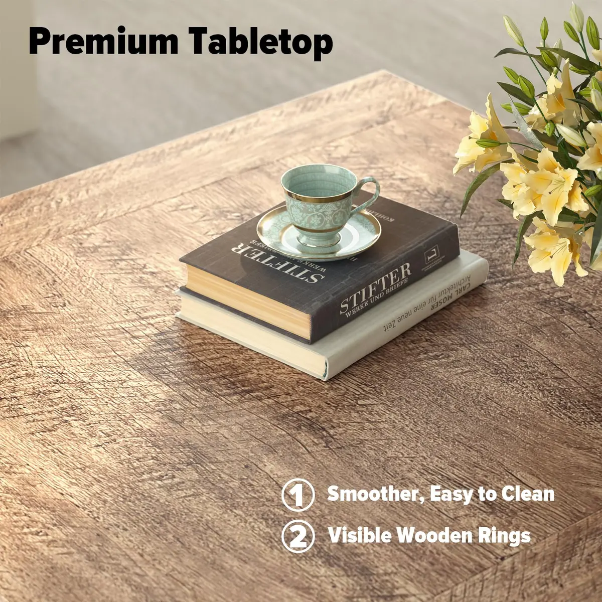 Lareth Rustic Coffee Table 31.5 in Square with X-Design | Space-Saving, Easy Assembly - view 4