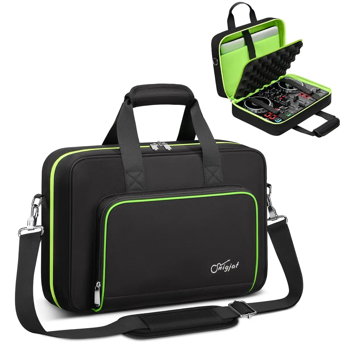 SNIGJAT DJ Controller Case for Hercules Inpulse 200/Numark Party Mix II | Water-Resistant, Multi-Pocket DJ Gig Bag - main product image