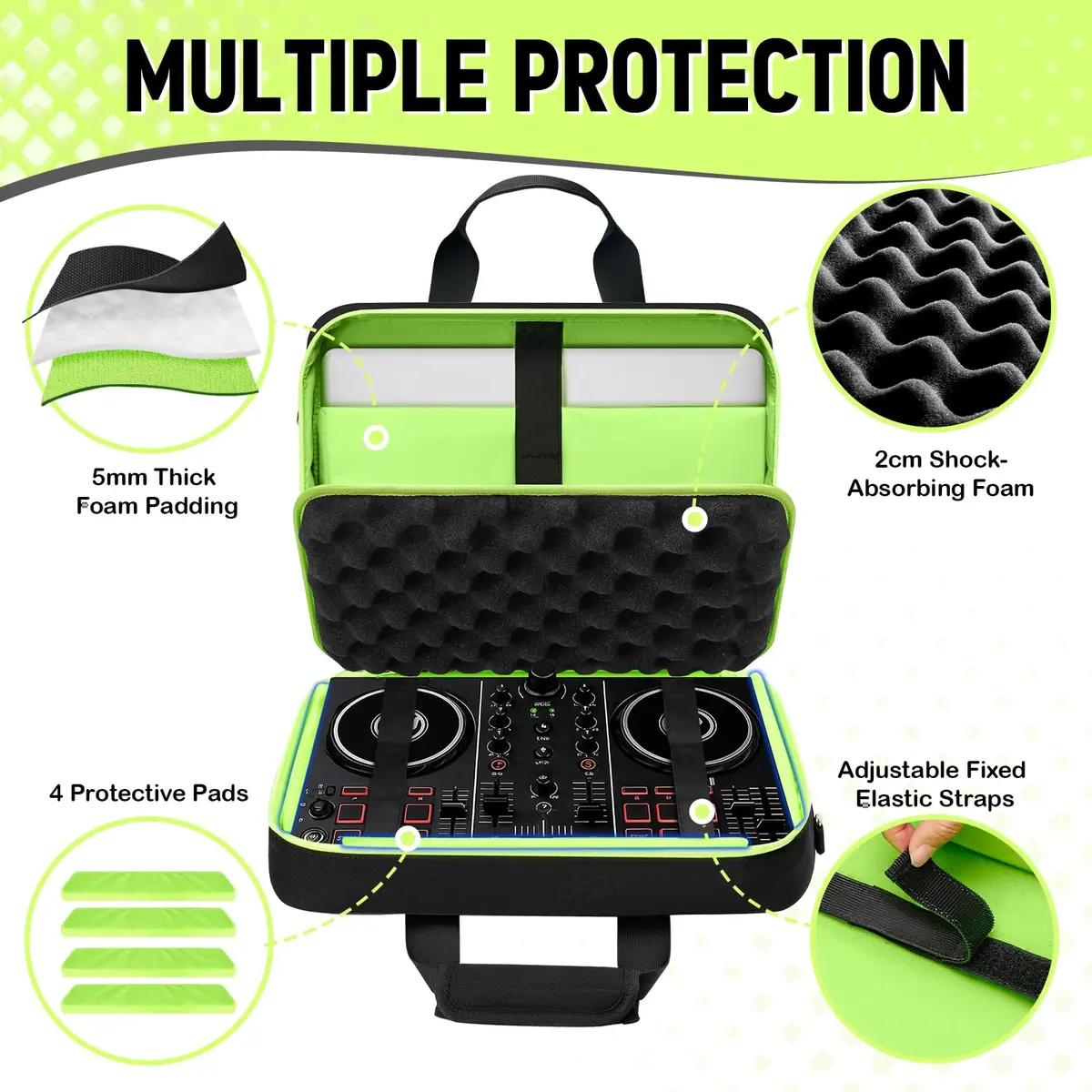 SNIGJAT DJ Controller Case for Hercules Inpulse 200/Numark Party Mix II | Water-Resistant, Multi-Pocket DJ Gig Bag - view 5