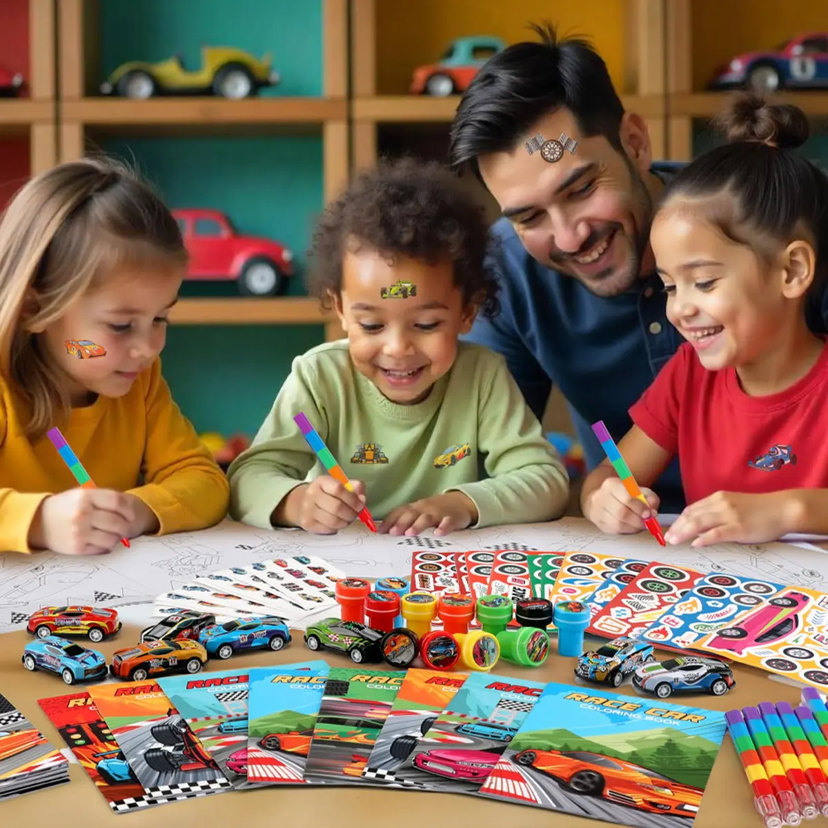 BenLouis Race Car Coloring Set for Kids | 168-Piece Party Favors with Mini Toys & Stickers - view 5