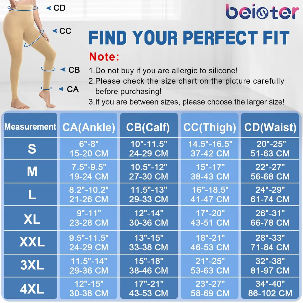beister Compression Leggings 15-20 mmHg Footless Waist-High Tights | Graduated Support for Leg Health - view 4