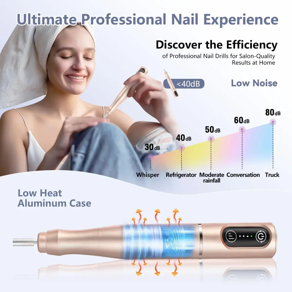 TUOBEO Cordless Nail Drill Electric Nail File Kit, Rechargeable Efile Set with 11 Bits & 56 Sanding Bands | 20,000 RPM Professional Portable - view 6