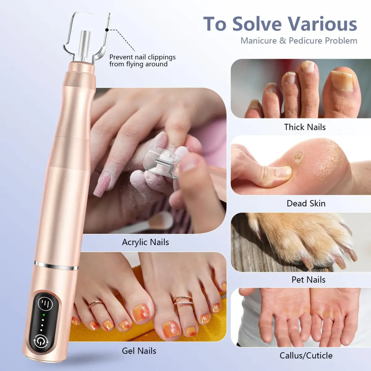 TUOBEO Cordless Nail Drill Electric Nail File Kit, Rechargeable Efile Set with 11 Bits & 56 Sanding Bands | 20,000 RPM Professional Portable - view 3