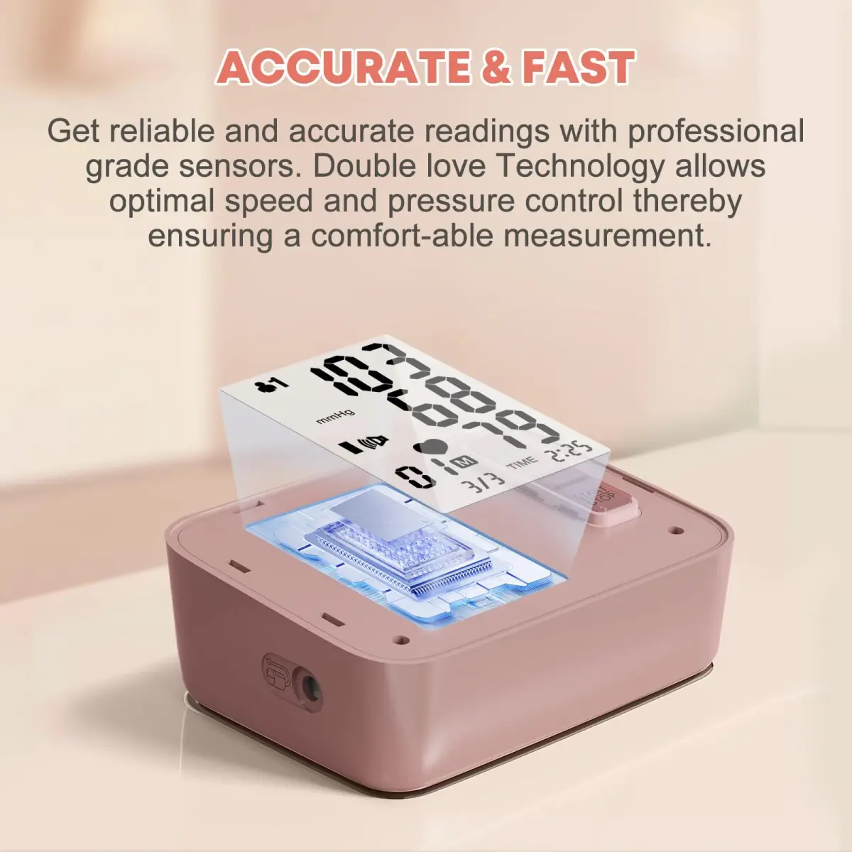 Double love Automatic Arm Blood Pressure Monitor, Pink BP Cuff & Machine | Accurate HR & BP Readings - view 7
