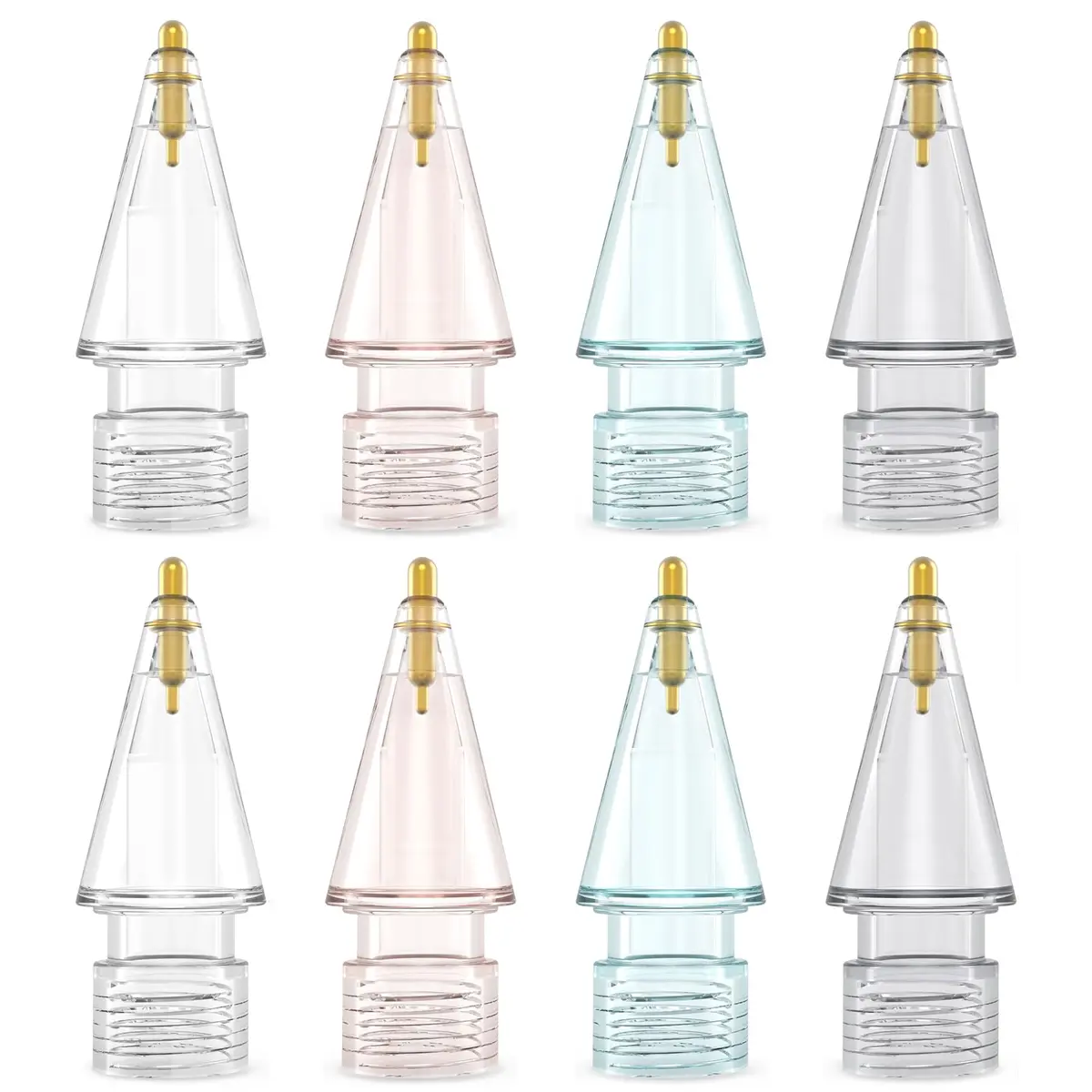 NIUTRENDZ Replacement Tips for Apple Pencil 2nd & 1st Gen, 4-Pack Metal Nibs (Clear, Pink, Blue, Grey) | Precise Control & Smooth Writing - main product image