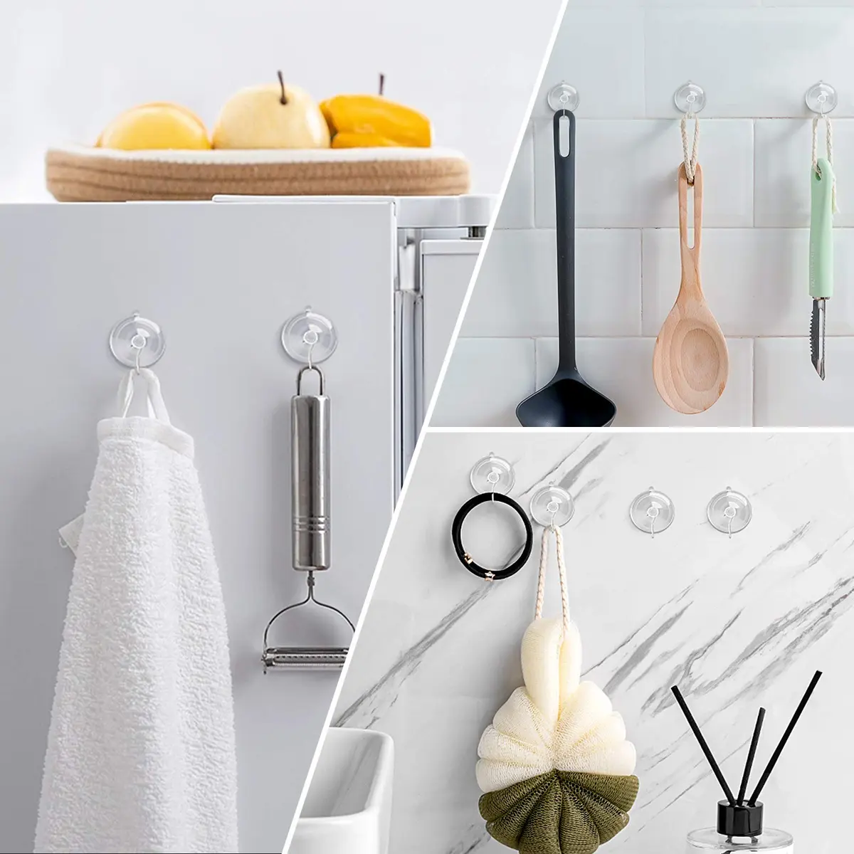 Hangerspace Suction Cup Hooks, 20 Pack | Clear PVC & Stainless Steel, Reusable, 1.77 Inch Diameter - view 3