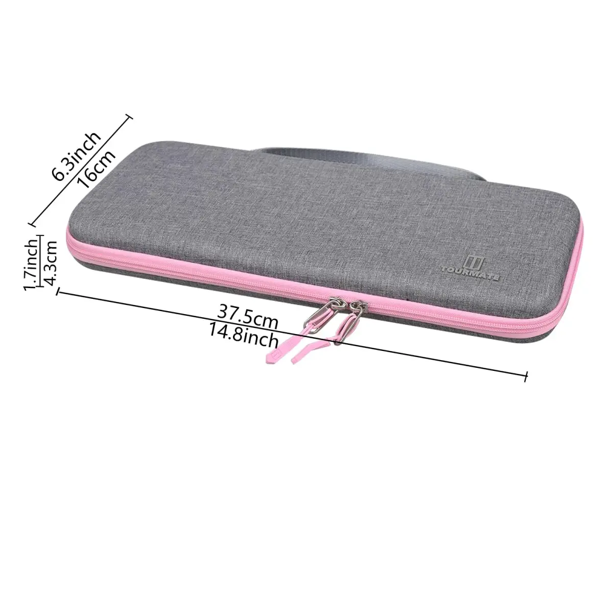 Tourmate Hard Storage Case for Logitech K400 Plus Wireless Keyboard | Gray + Pink, 340g (0.75 lb) - view 3