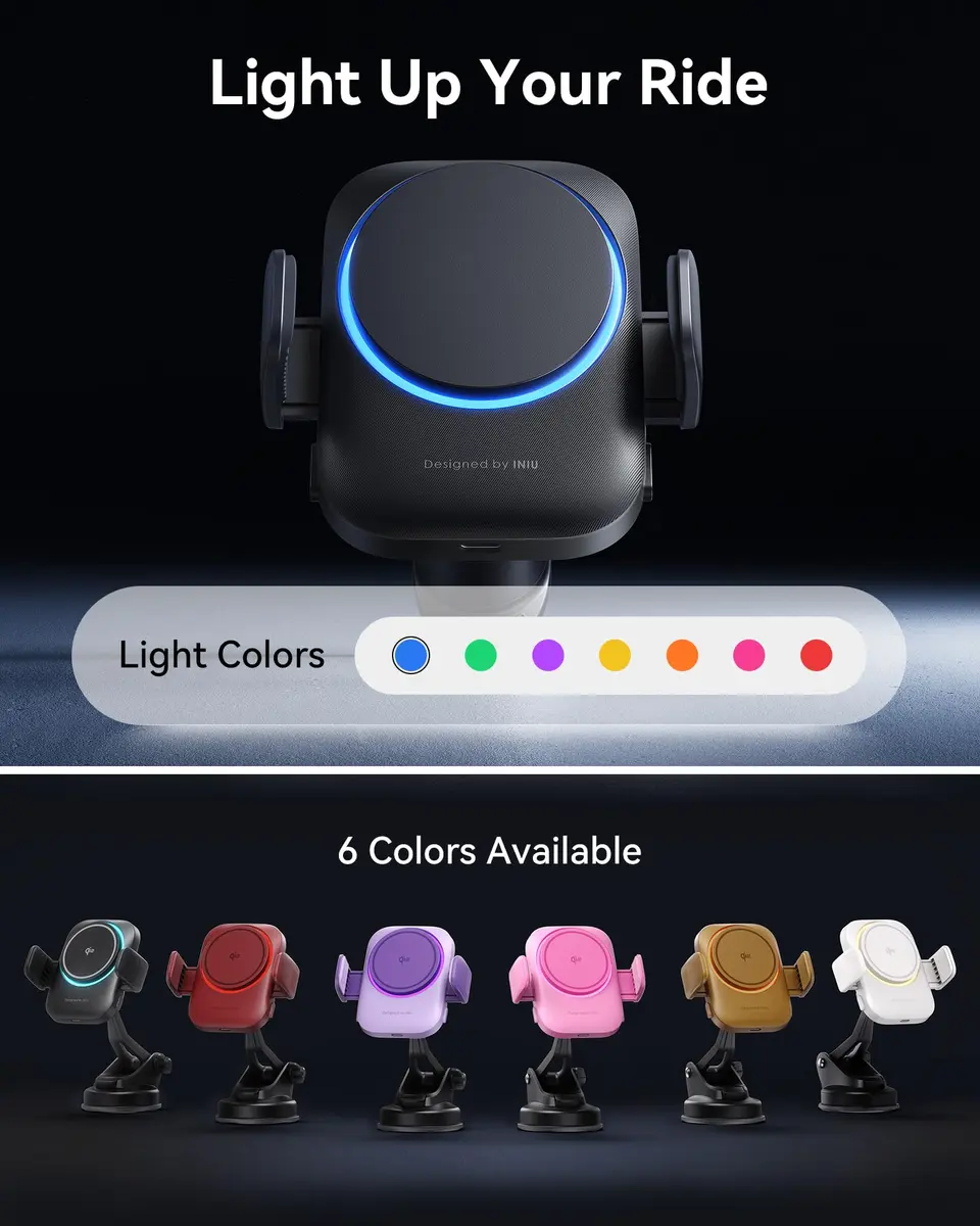 INIU 3-in-1 Magnetic Wireless Car Charger 15W | Qi2 Certified Fast Charging for iPhone 12-17 Series - view 6
