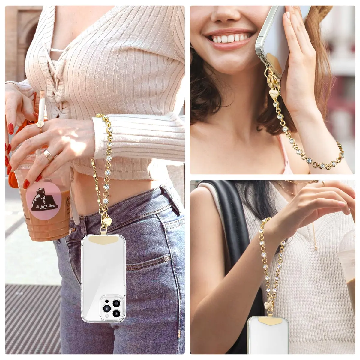 MOUTAKEY Phone Charm Strap Heart Phone Chain Wristlet 0.07kg (2.5oz) | Stylish & Anti-Theft Accessory for All Phones - view 7