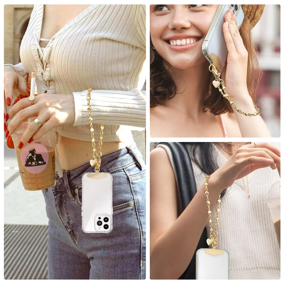 MOUTAKEY Phone Charm Strap Heart Phone Chain Wristlet 0.7oz | Stylish, Anti Theft, Fits All Phones - view 7