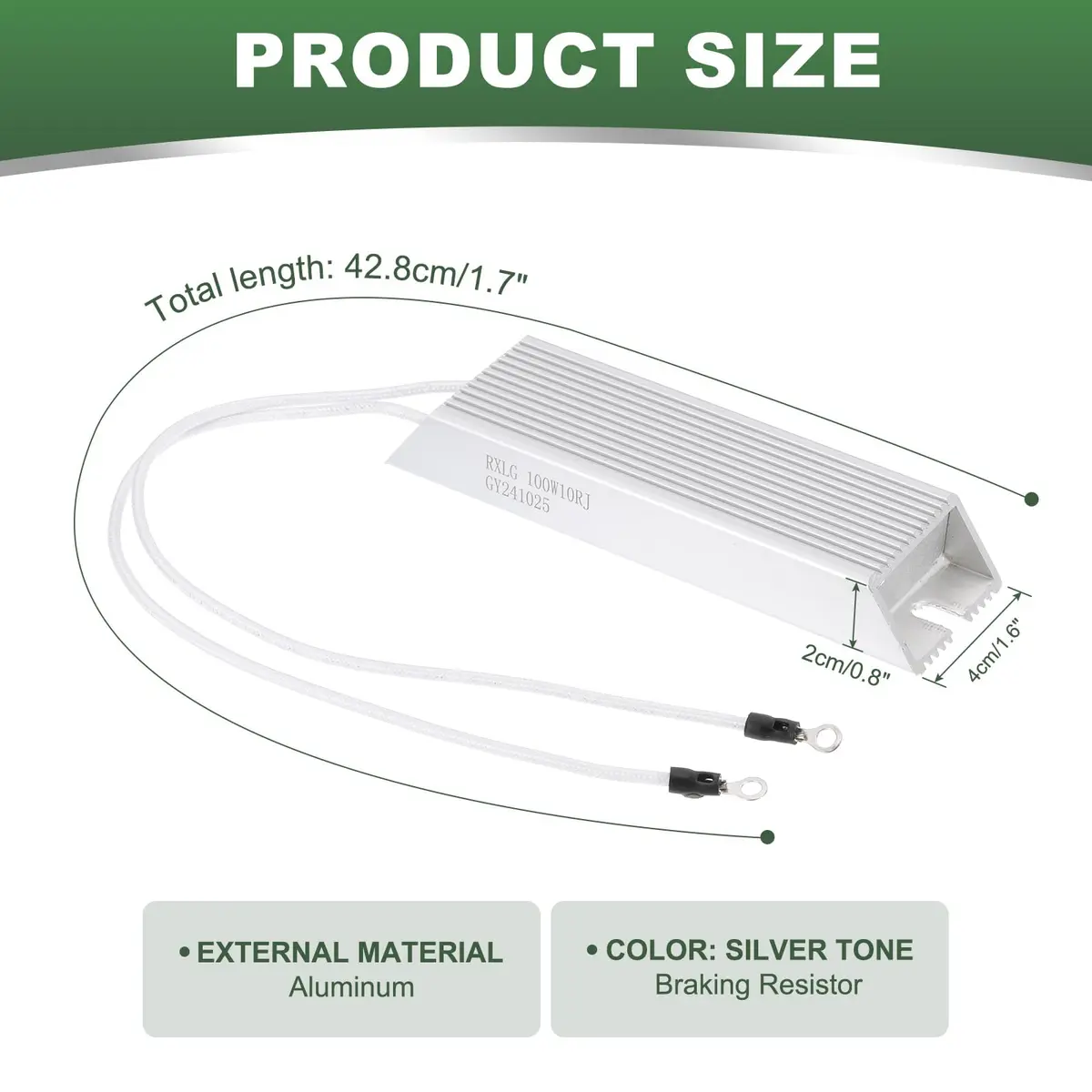 YOKIVE Braking Resistor 10 Ohm 100W Aluminum Housing | High Stability & Heat Dissipation - view 2