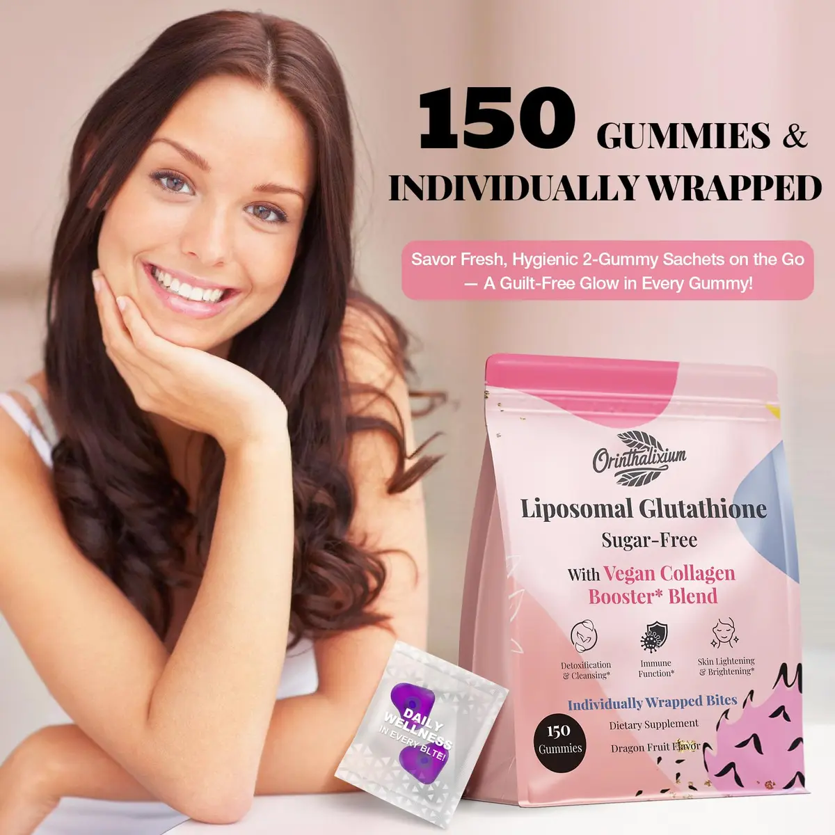 Orinthalixium Liposomal Glutathione Gummies 1000MG | Sugar-Free Skin & Antioxidant Support (150 Count) - view 6