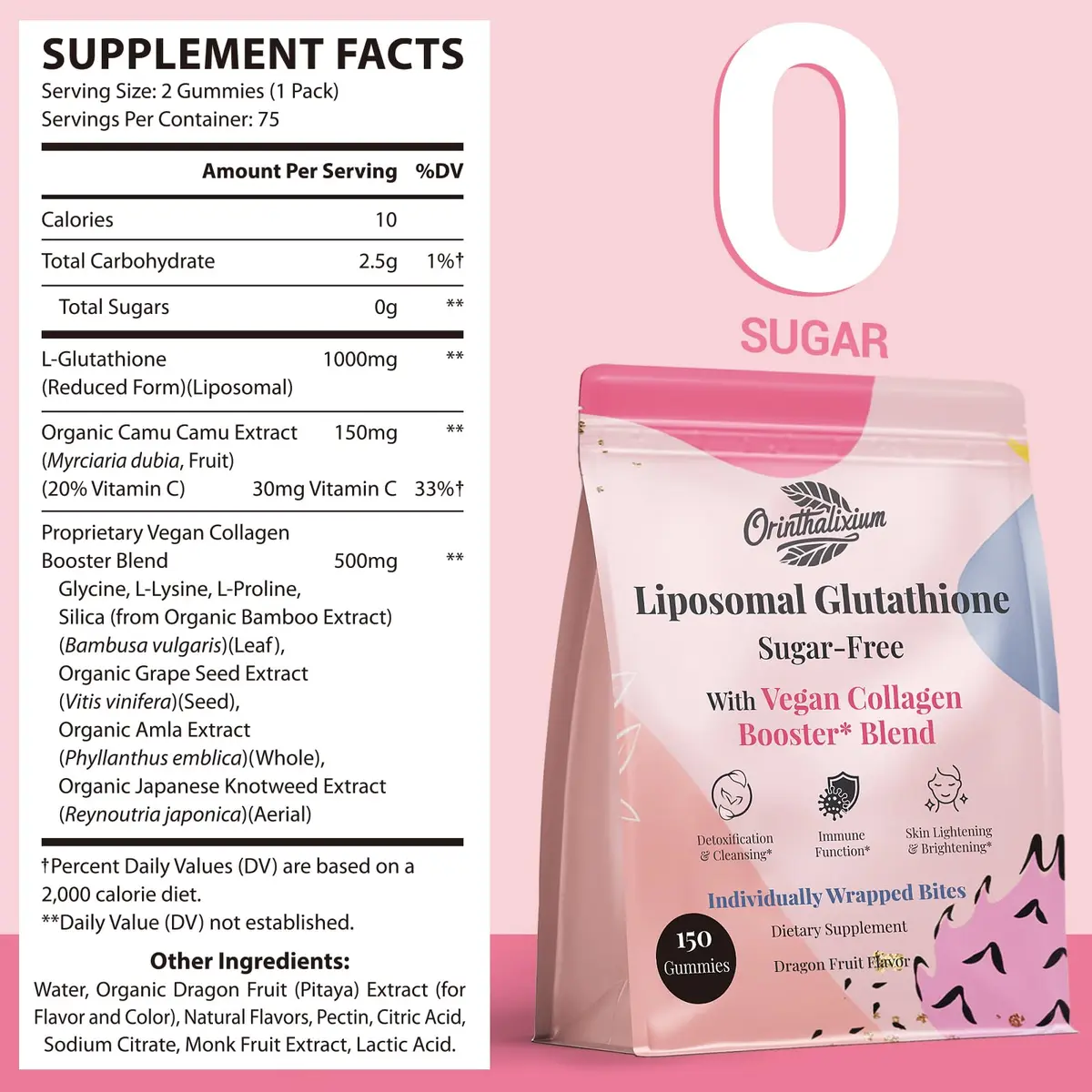 Orinthalixium Liposomal Glutathione Gummies 1000MG | Sugar-Free Skin & Antioxidant Support (150 Count) - view 2
