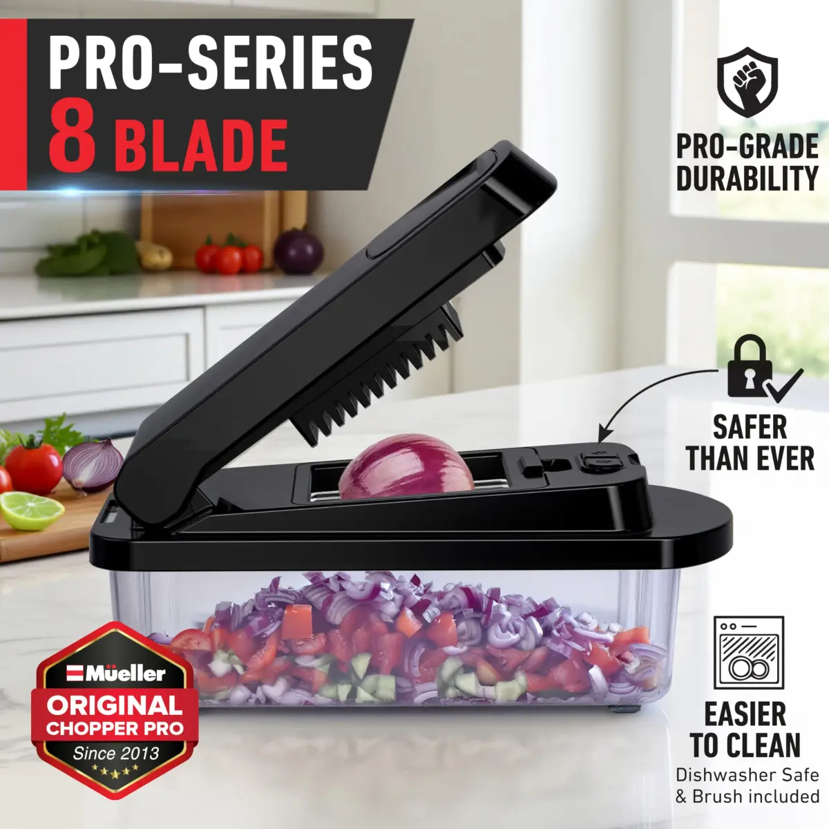 JANSKA Pro-Series 10-in-1 Vegetable Chopper & Mandoline Slicer with Container, 1.25 kg (2.75 lb) | 8 Stainless Steel Blades - view 2
