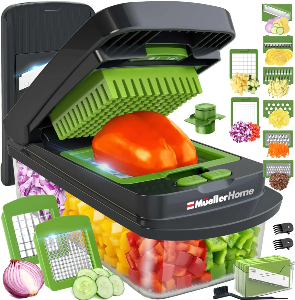 JANSKA Pro-Series 10-in-1 Vegetable Chopper with Container & 8 Blades | 1.12 kg (2.46 lb) Multi-Purpose Kitchen Tool - main product image