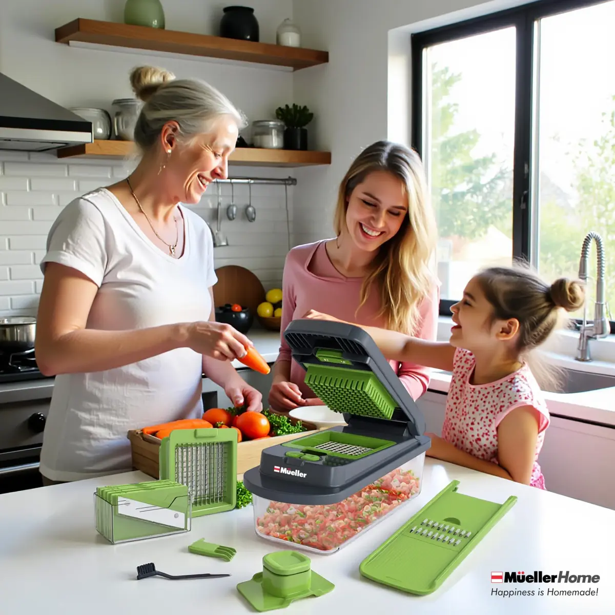 JANSKA Pro-Series 10-in-1 Vegetable Chopper with Container & 8 Blades | 1.12 kg (2.46 lb) Multi-Purpose Kitchen Tool - view 9