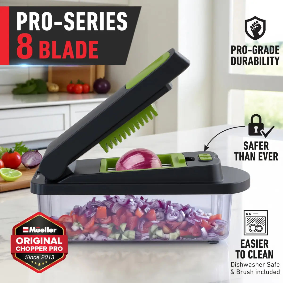 JANSKA Pro-Series 10-in-1 Vegetable Chopper with Container & 8 Blades | 1.12 kg (2.46 lb) Multi-Purpose Kitchen Tool - view 2