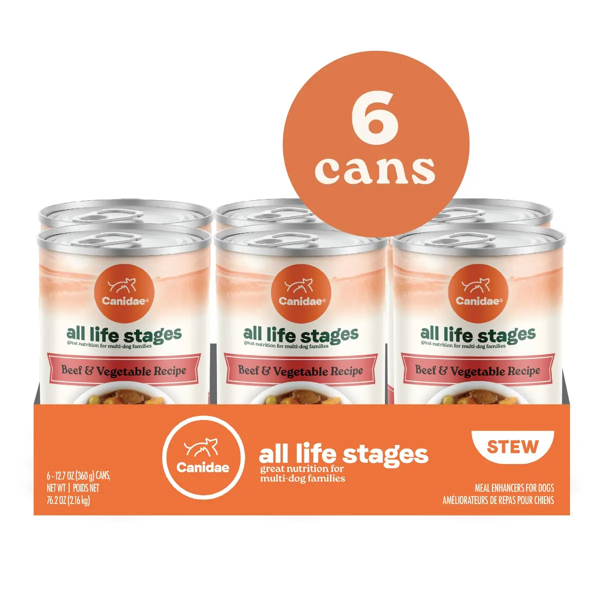 CANIDAE All Life Stages Beef & Vegetable Chunky Stew 12.7 oz Pack of 6 | Hearty Real Meat & Veg for Dogs - view 2