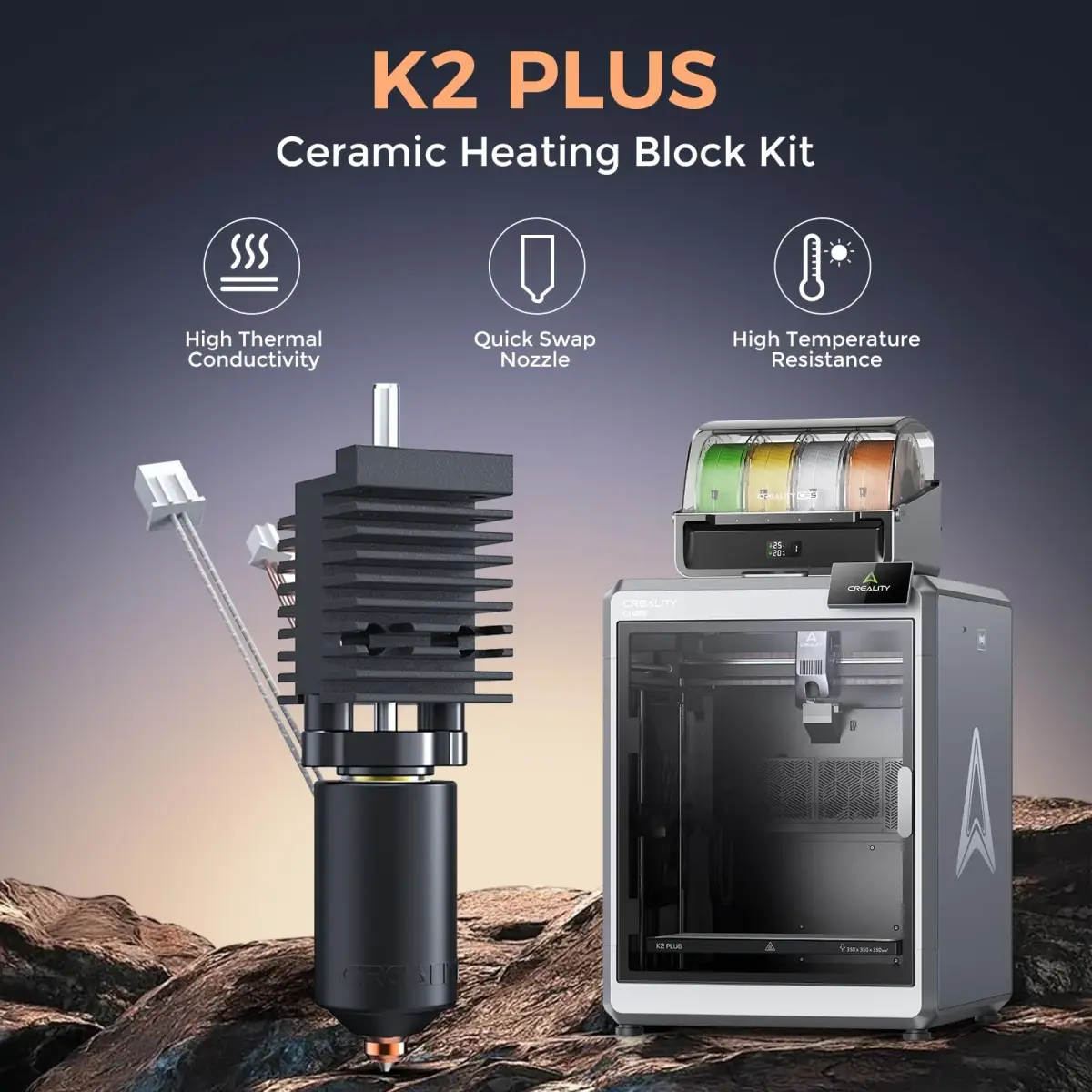 Creality K2 Plus Hotend Kit | All-Metal Integrated Design, 350°C High Temp, 600mm/s Speed - view 2