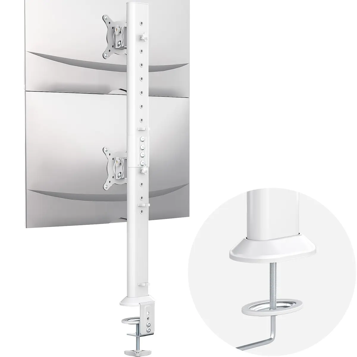 Hemudu Dual Monitor Articulating Desk Mount White | Supports 13-34 Inch Monitors - main product image