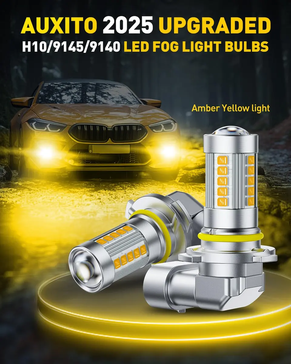 AUXITO 9145 9140 H10 LED Fog Light Bulbs, 6500K Cool White CSP LED, 360° Illumination, Pack of 2 - view 8