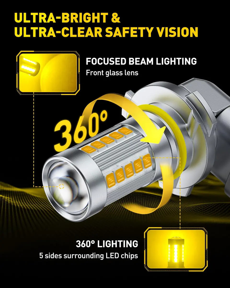 AUXITO 9145 9140 H10 LED Fog Light Bulbs, 6500K Cool White CSP LED, 360° Illumination, Pack of 2 - view 3