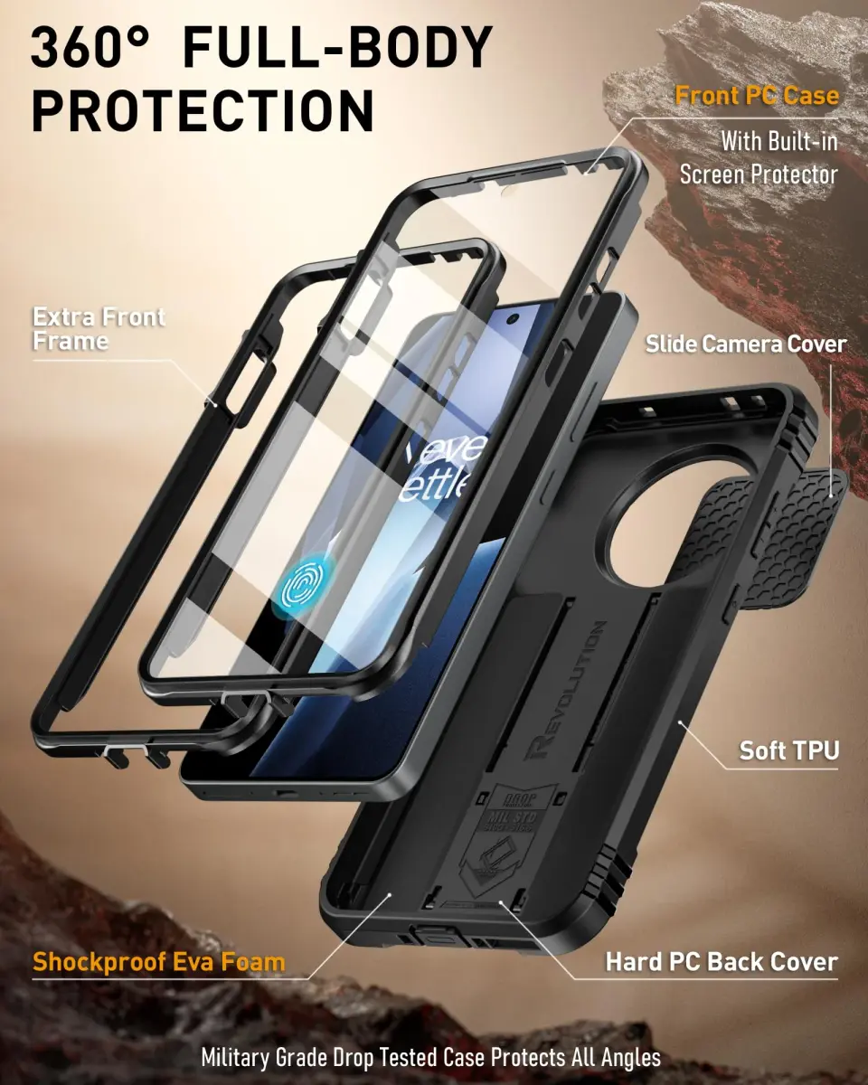 Poetic Revolution Case for OnePlus 13R 5G with Slide Camera Cover & Screen Protector, Black (1 Unit) - view 3